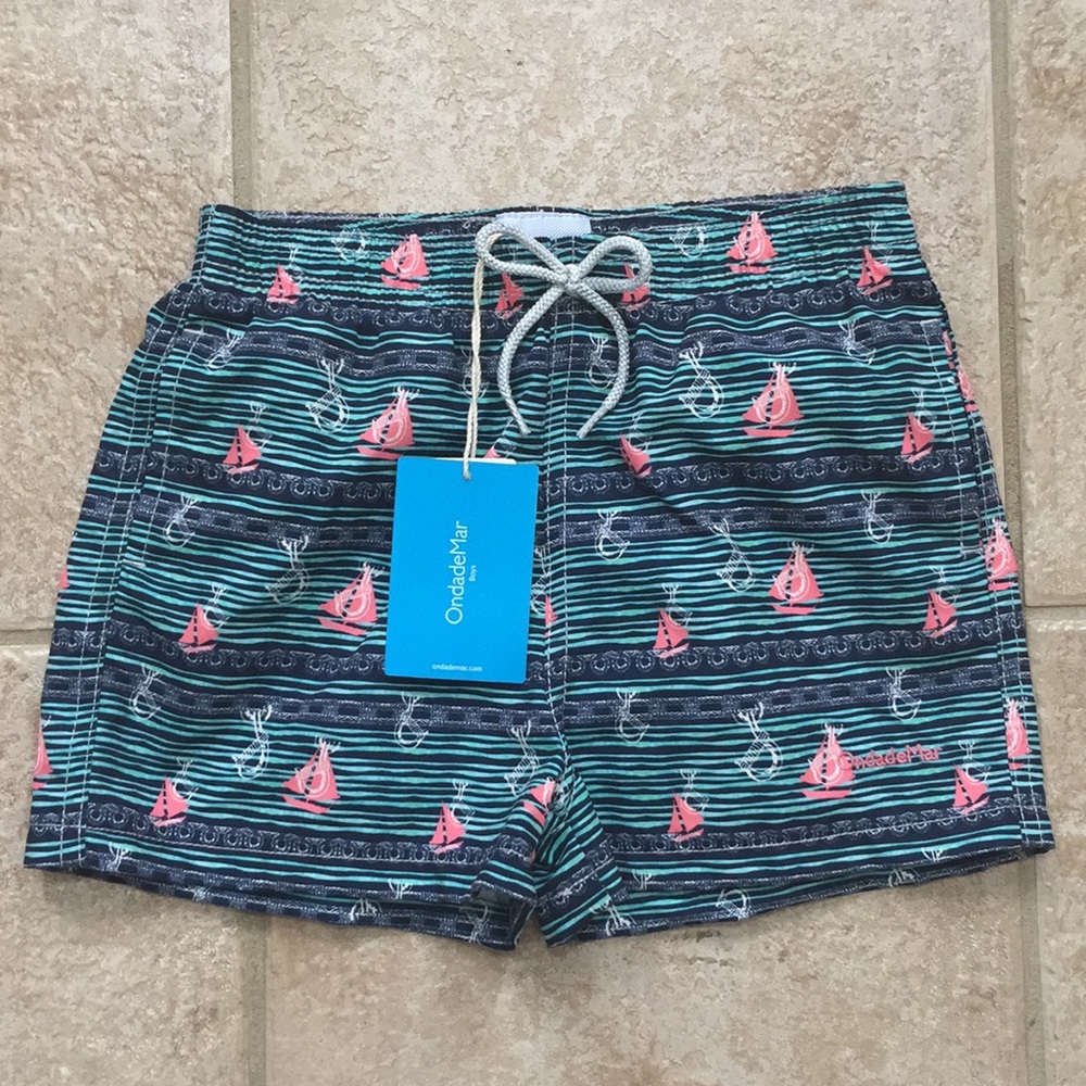 OndadeMar Boys Sailboat Swim Shorts Trunks
